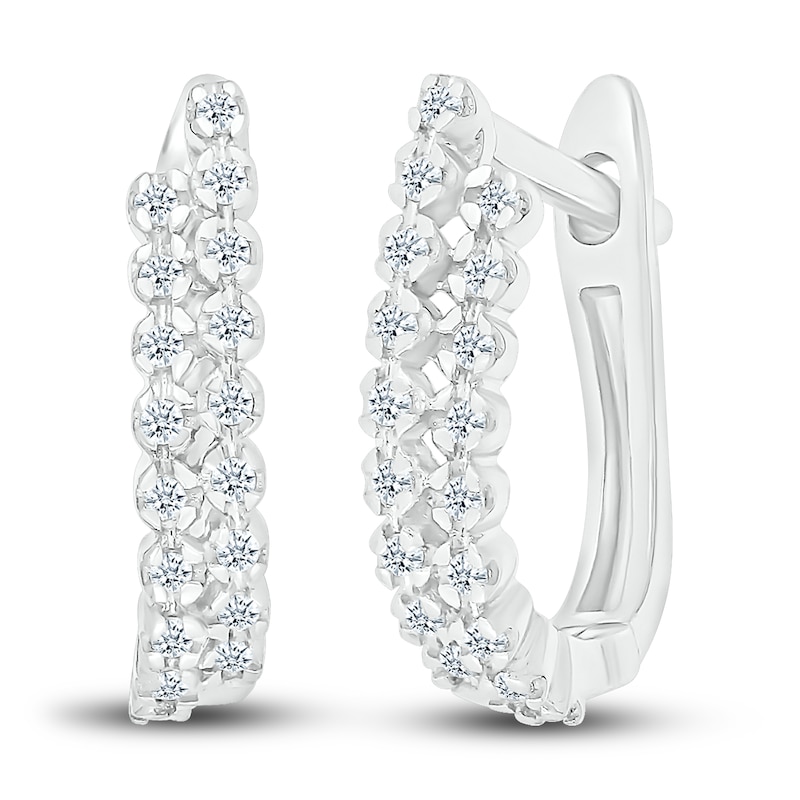 Diamond Hoop Earrings 1/8 ct tw Round 10K White Gold