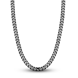 Men's Solid Curb Chain Necklace Black Ion-Plated Stainless Steel 8mm 22&quot;