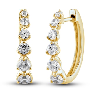 Shy Creation Diamond Huggie Hoop Earrings 1/2 ct tw Baguette 14K Yellow Gold Sc22008698
