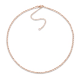 Hollow Rolo Chain Choker Necklace 14K Rose Gold 13&quot;