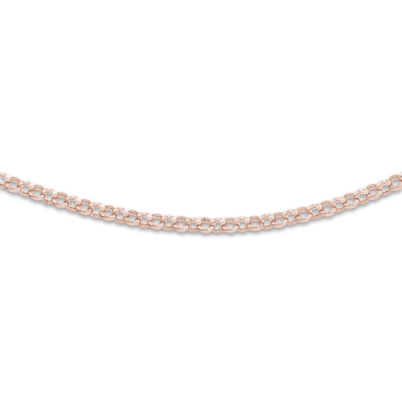 Hollow Rolo Chain Choker Necklace 14K Rose Gold 13"
