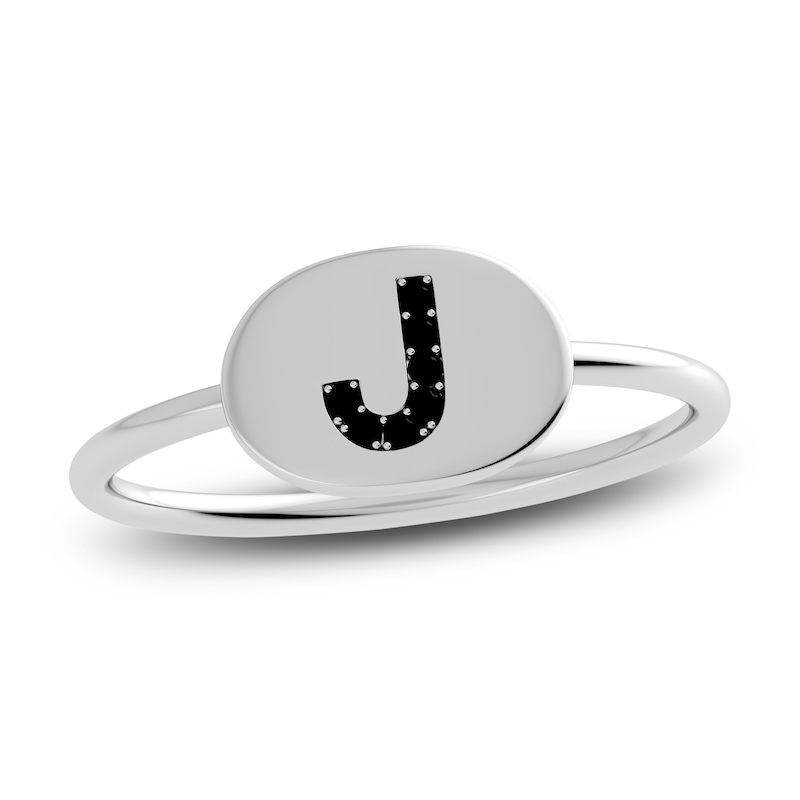 Juliette Maison Diamond Initial Oval Signet Ring 1/ ct tw Round 10K Gold