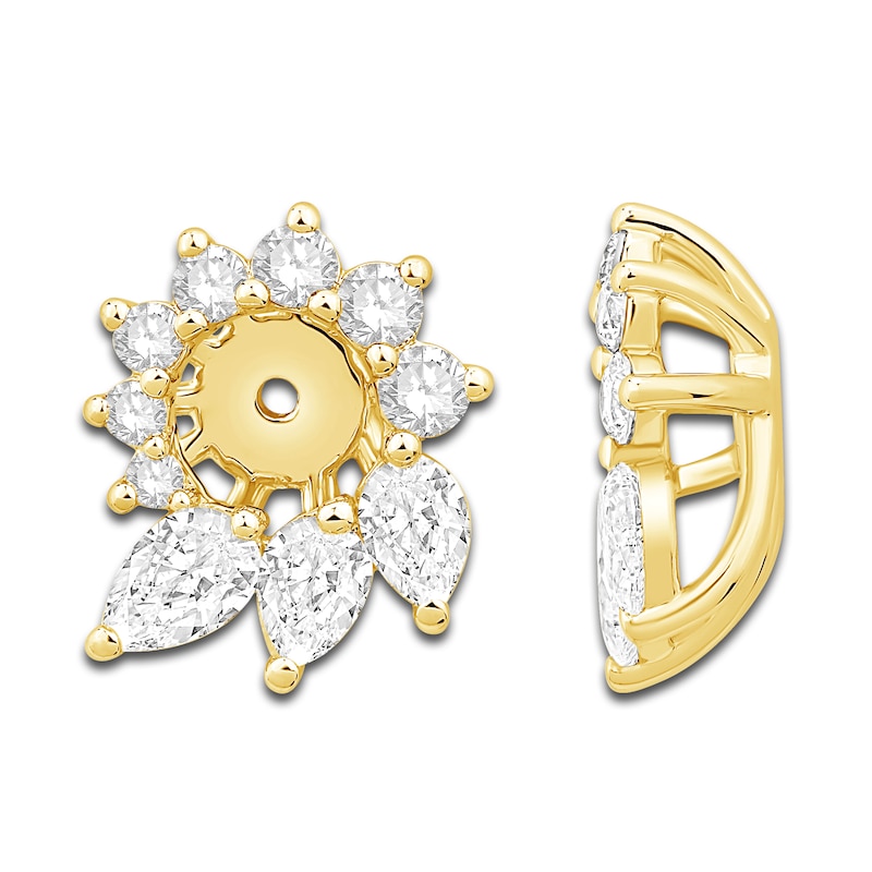 Main Image 2 of Diamond Floral Halo Earring Jackets 1 ct tw Pear/Round 14K Yellow Gold