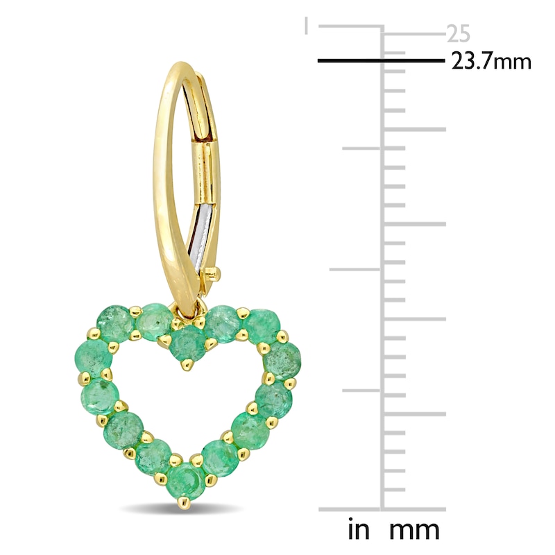 Main Image 2 of Natural Emerald Heart Earrings 10K Yellow Gold