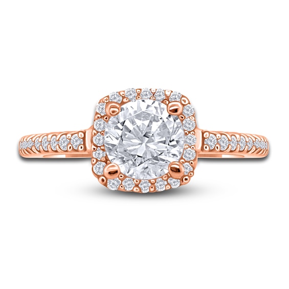 Diamond Halo Engagement Ring 1 ct tw Round 14K Rose Gold | Jared