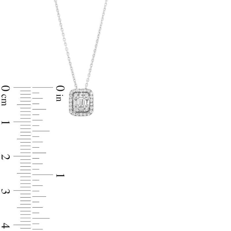 Main Image 4 of Kallati Diamond Pendant Necklace 1/4 ct tw Baguette/Round 14K White Gold 18&quot;