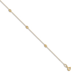 Diamond-Cut Station Anklet 14K Yellow Gold 10&quot;