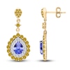 Thumbnail Image 2 of Kallati Pear-Shaped Natural Tanzanite & Natural Yellow Diamond Dangle Earrings 1-3/8 ct tw Round 14K Yellow Gold