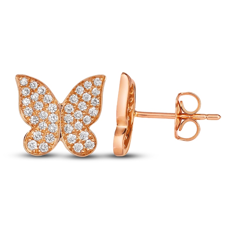 Le Vian Diamond Butterfly Earrings 1/2 ct tw Round 14K Strawberry Gold