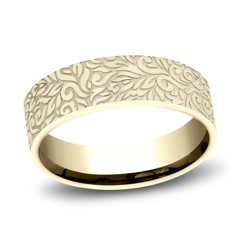 Main Image 1 of Men's Paisley Wedding Band 14K Yellow Gold 7.0mm