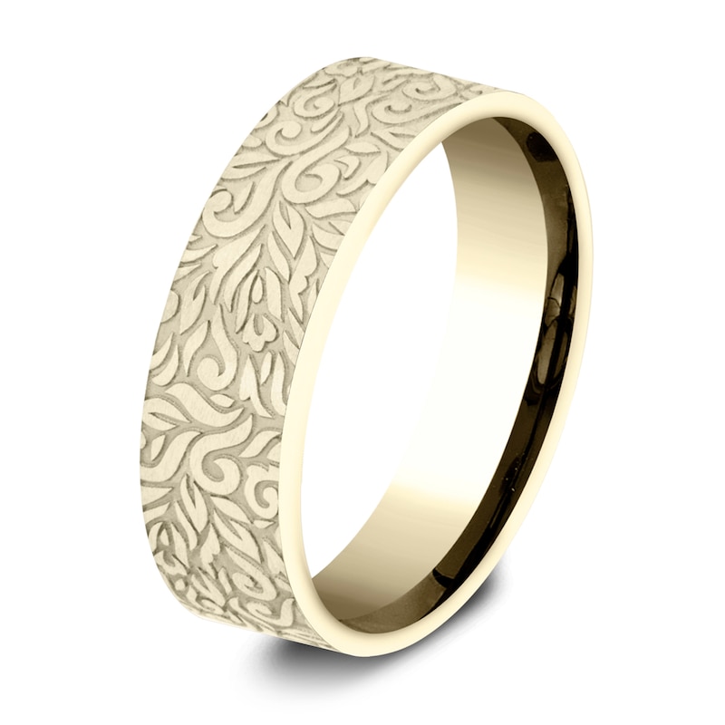 Main Image 2 of Men's Paisley Wedding Band 14K Yellow Gold 7.0mm