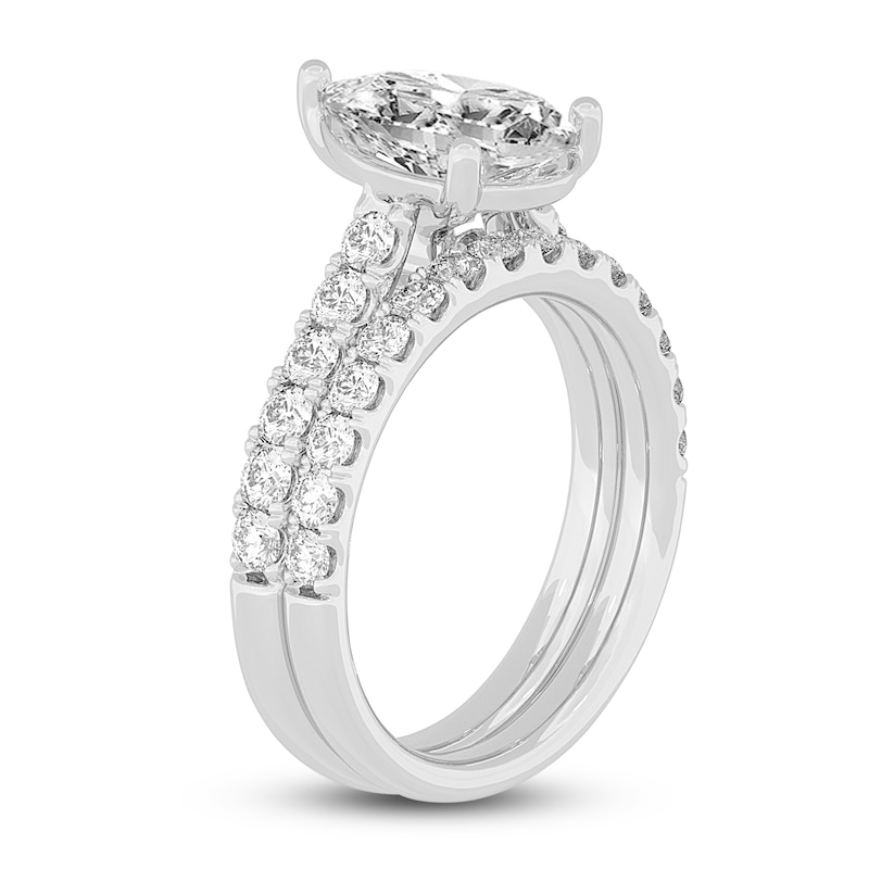 Main Image 2 of Lab-Created Diamond Bridal Set 3 ct tw Pear/Round 14K White Gold