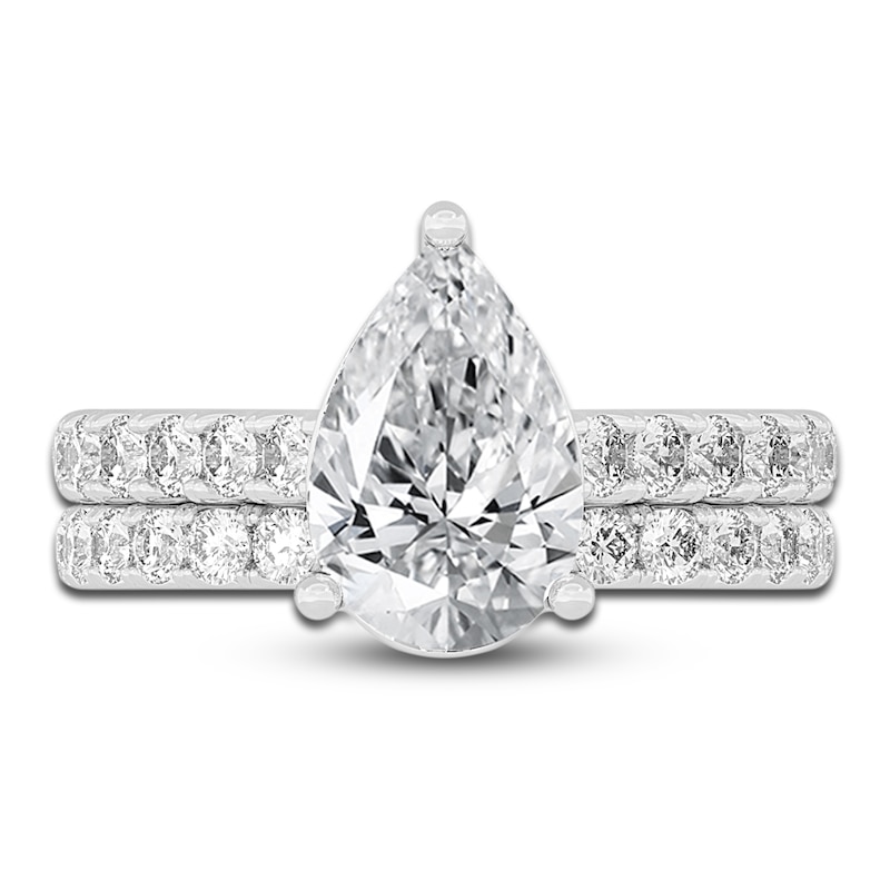 Lab-Created Diamond Bridal Set 3 ct tw Pear/Round 14K White Gold | Jared