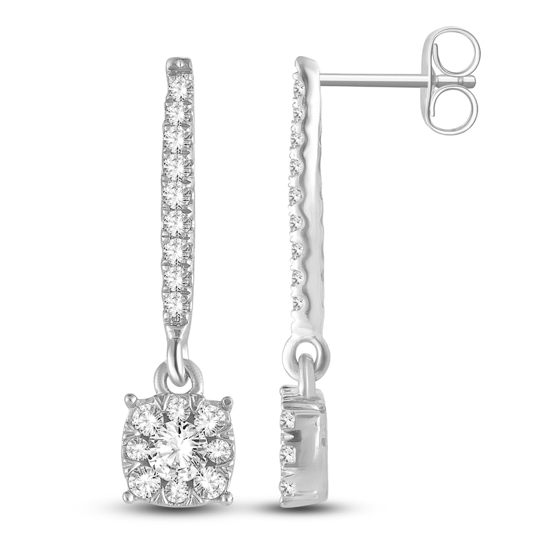 Main Image 1 of Diamond Dangle Earrings 1/2 ct tw Round 14K White Gold