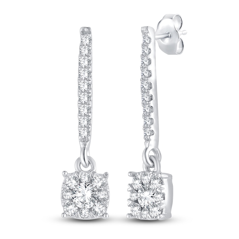 Main Image 2 of Diamond Dangle Earrings 1/2 ct tw Round 14K White Gold