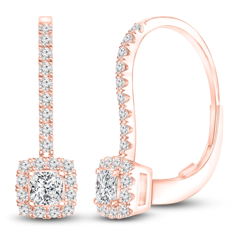 Diamond Earrings 1/2 ct tw Princess/Round 14K Rose Gold | Jared