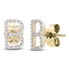 Thumbnail Image 2 of Diamond Letter B Earrings 1/10 ct tw Round 14K Yellow Gold