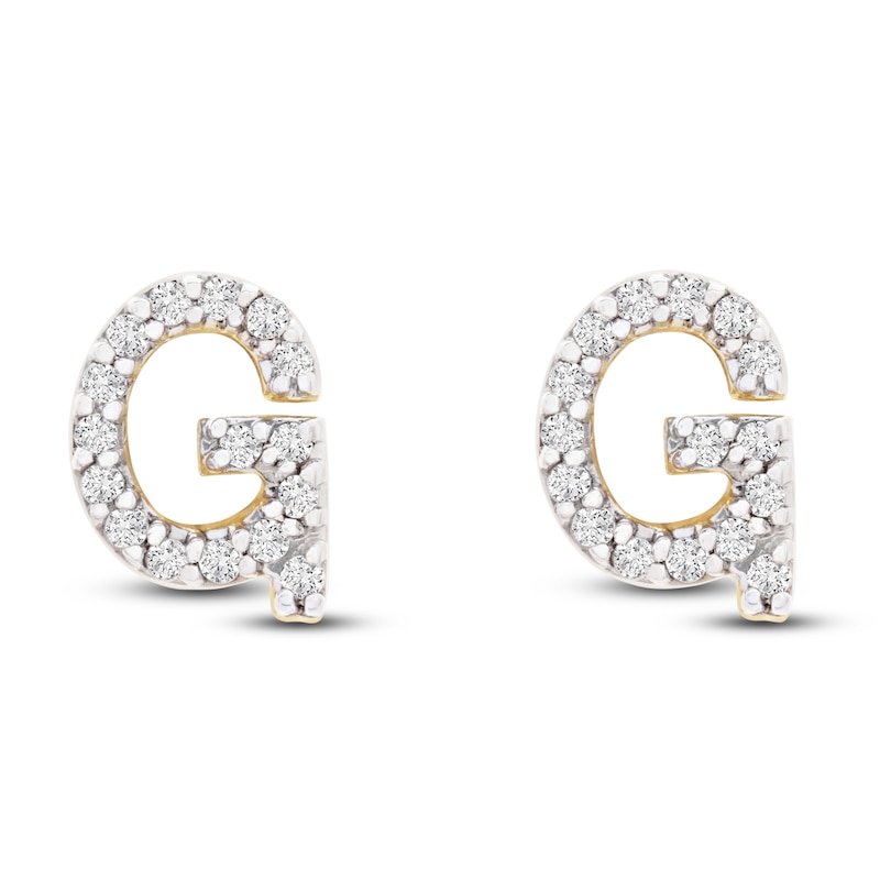 Main Image 1 of Diamond Letter G Earrings 1/10 ct tw Round 14K Yellow Gold