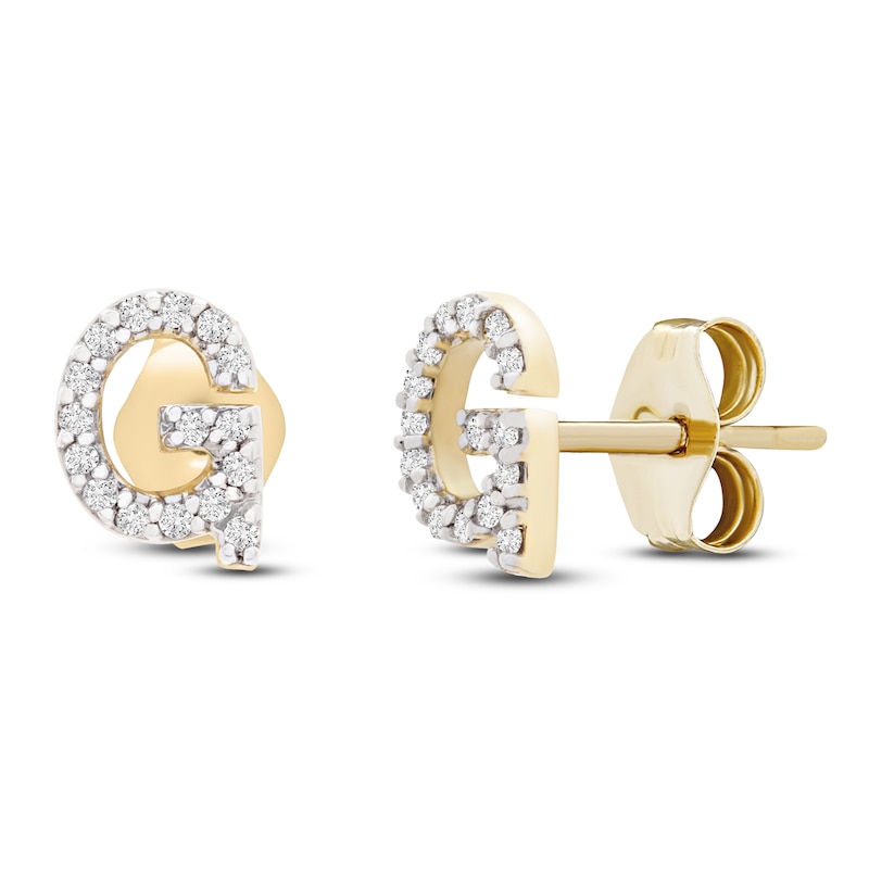 Main Image 2 of Diamond Letter G Earrings 1/10 ct tw Round 14K Yellow Gold