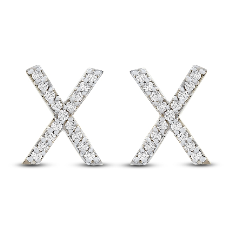 Main Image 1 of Diamond Letter X Earrings 1/10 ct tw Round 14K Yellow Gold