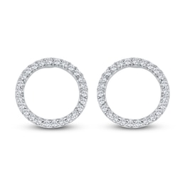 Diamond Circle Stud Earrings 1/6 ct tw Round 14K White Gold