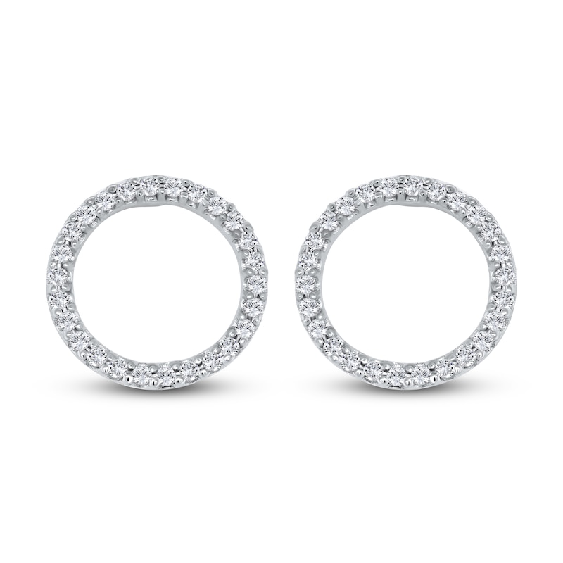 Diamond Circle Stud Earrings 1/6 ct tw Round 14K White Gold