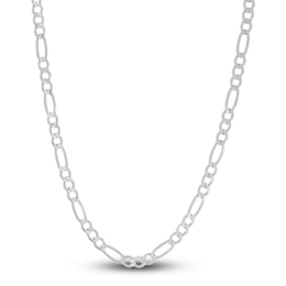 Men's Solid Figaro Chain Necklace 14K White Gold 22&quot; 6.0mm