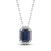 Thumbnail Image 1 of Natural Blue Sapphire Pendant Necklace 1/10 ct tw Diamonds 14K White Gold 18&quot;