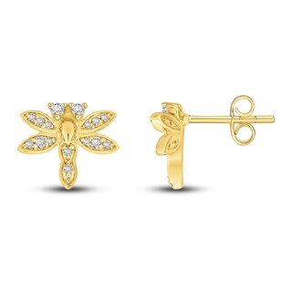 Diamond Flat Back Stud Earrings 1/5 ct tw Round 14K Yellow Gold