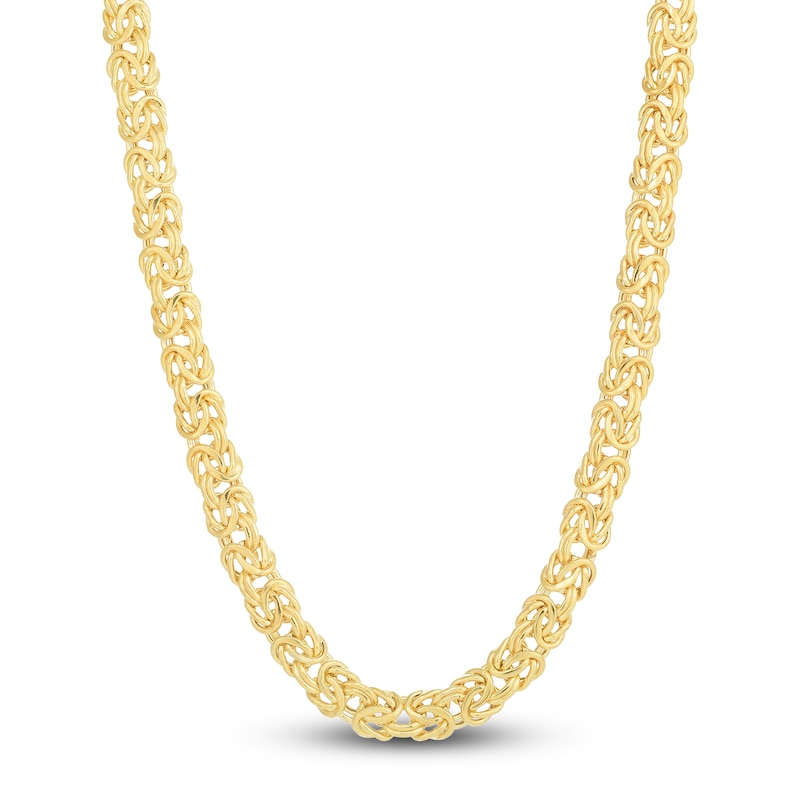 Hollow Byzantine Chain Necklace 14K Yellow Gold 20" 7.2mm