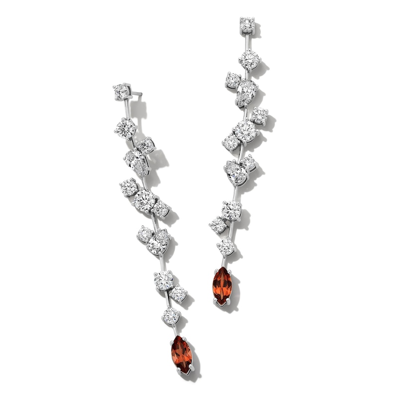 Main Image 1 of Jared Atelier Natural Marquise-Cut Garnet & Diamond Drop Earrings 8-3/8 ct tw Platinum