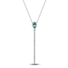 Thumbnail Image 1 of Pear-Shaped Natural Emerald & Diamond Y Necklace 1/8 ct tw 14K White Gold