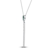 Thumbnail Image 2 of Pear-Shaped Natural Emerald & Diamond Y Necklace 1/8 ct tw 14K White Gold