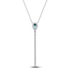 Thumbnail Image 3 of Pear-Shaped Natural Emerald & Diamond Y Necklace 1/8 ct tw 14K White Gold