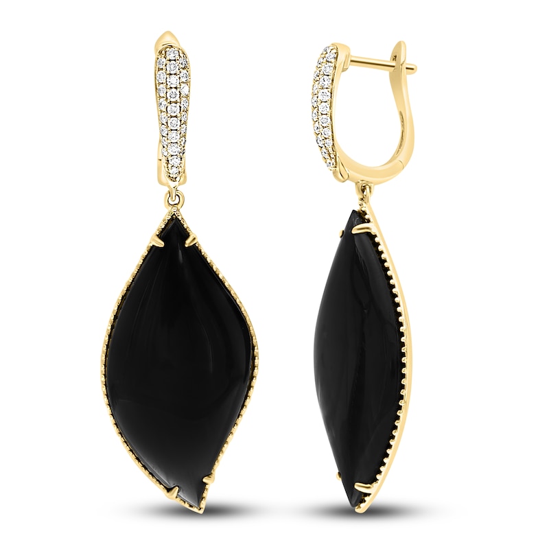 Main Image 2 of LALI Jewels Natural Onyx & Diamond Earrings 1/3 ct tw 14K Yellow Gold