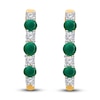 Thumbnail Image 1 of Kallati Round-Cut Natural Emerald & Diamond Hoop Earrings 1/6 ct tw 14K Yellow Gold