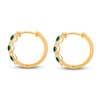 Thumbnail Image 2 of Kallati Round-Cut Natural Emerald & Diamond Hoop Earrings 1/6 ct tw 14K Yellow Gold