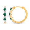 Thumbnail Image 3 of Kallati Round-Cut Natural Emerald & Diamond Hoop Earrings 1/6 ct tw 14K Yellow Gold