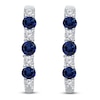 Thumbnail Image 1 of Kallati Round-Cut Natural Blue Sapphire & Diamond Hoop Earrings 1/6 ct tw 14K White Gold