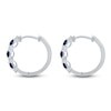 Thumbnail Image 3 of Kallati Round-Cut Natural Blue Sapphire & Diamond Hoop Earrings 1/6 ct tw 14K White Gold