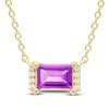 Thumbnail Image 0 of Baguette-Cut Natural Amethyst & Diamond Accent Necklace 10K Yellow Gold 18"