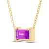 Thumbnail Image 1 of Baguette-Cut Natural Amethyst & Diamond Accent Necklace 10K Yellow Gold 18"