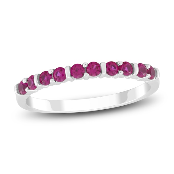 Lab-Created Ruby Stackable Ring 10K White Gold | Jared