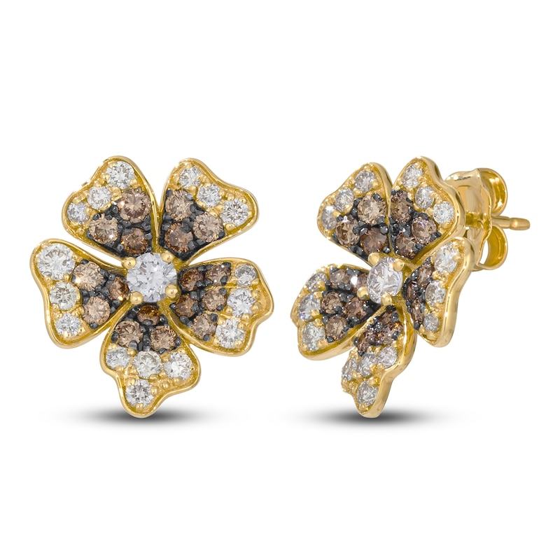 Main Image 2 of Le Vian Diamond Flower Earrings 1-1/2 ct tw 14K Honey Gold