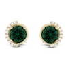 Thumbnail Image 1 of Lab-Created Emerald & Diamond Stud Earrings 1/10 ct tw 10K Yellow Gold