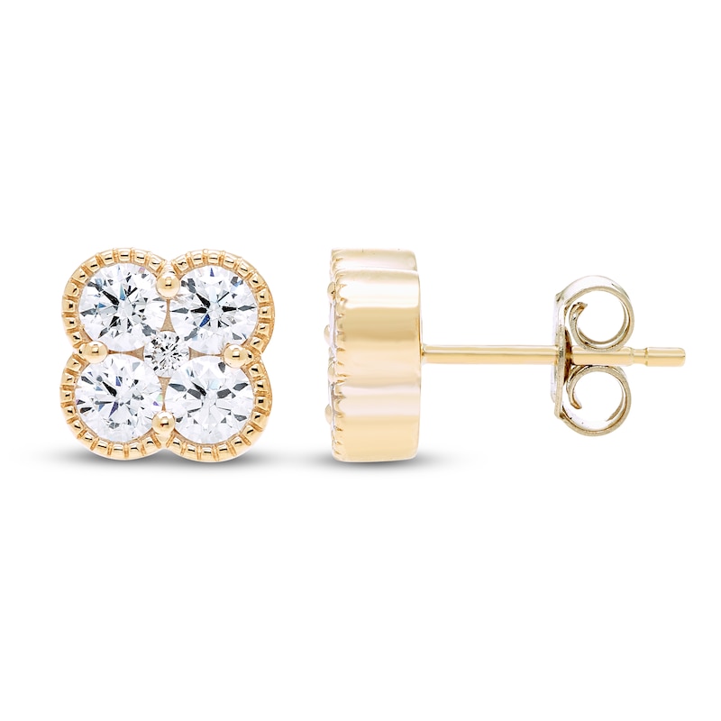 Diamond Clover Stud Earrings 1 ct tw 10K Yellow Gold