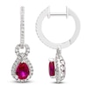 Thumbnail Image 0 of Pear-Shaped Lab-Created Ruby & White Lab-Created Sapphire Doorknocker Hoop Earrings Sterling Silver