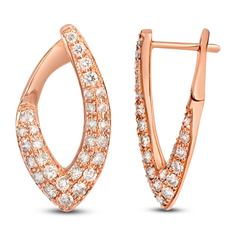 Le Vian Diamond Teardrop Twist Hoop Earrings 1 ct tw 14K Strawberry Gold