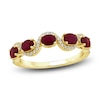 Thumbnail Image 1 of Oval-Cut Natural Ruby & Diamond Five-Stone Ring 1/8 ct tw 14K Yellow Gold