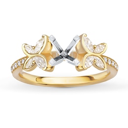 Certified Marquise & Round-Cut Diamond Butterfly Engagement Ring Setting 3/8 ct tw 14K Yellow Gold